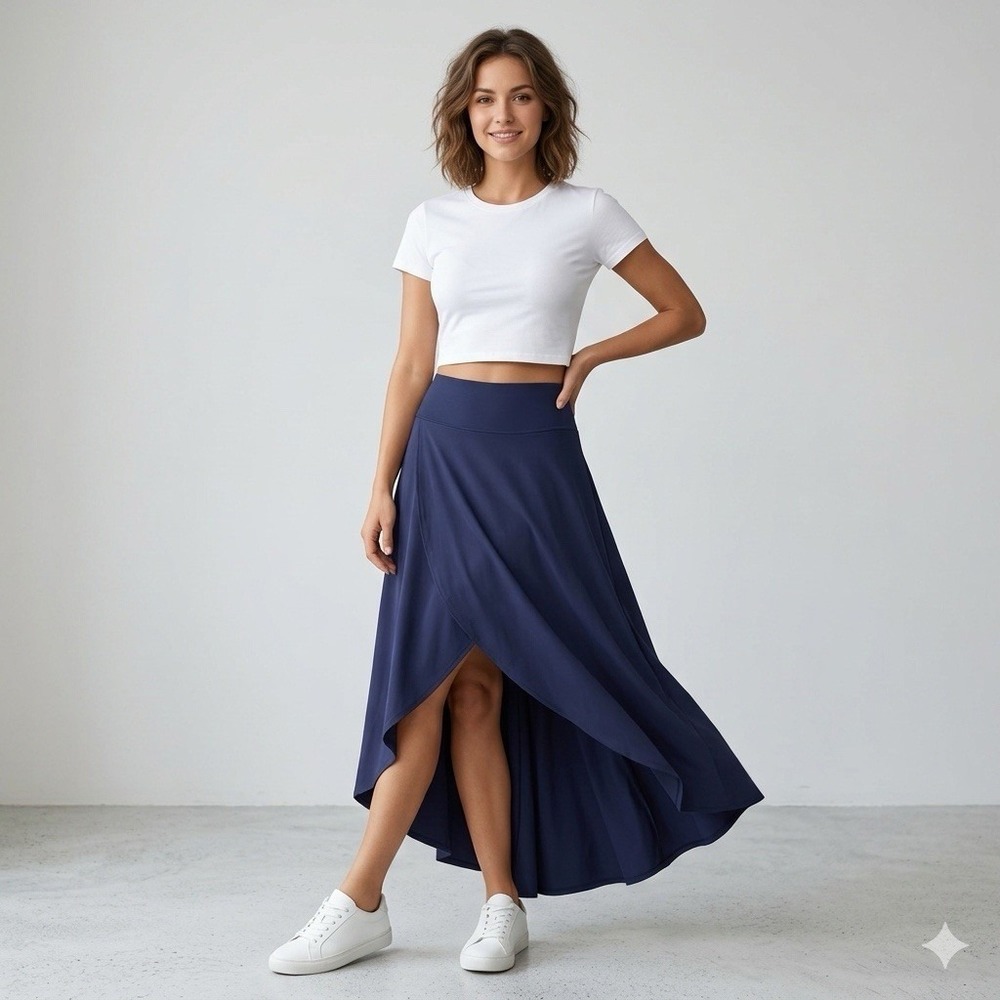 Halara Skirt 1X Breezeful High Waisted High Low Ruffle 2 in 1 Flowy Quick‎ Dry
